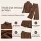 Ensemble pour femme : haut en maille à col roulé et pantalon large