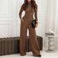 Ensemble pour femme : haut en maille à col roulé et pantalon large