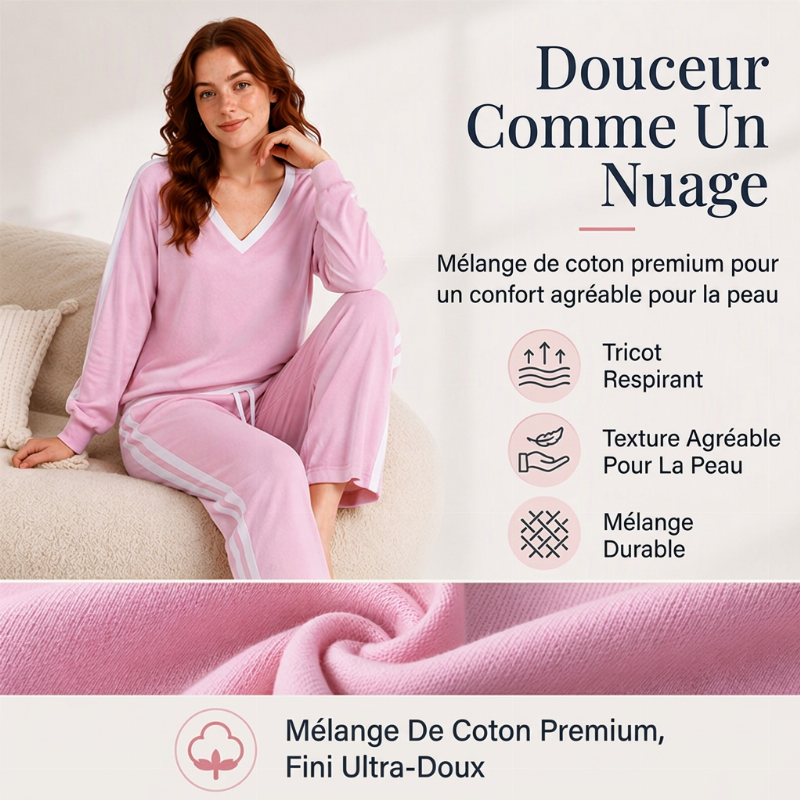 Ensemble pull col V et pantalon large pour femme