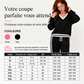 Ensemble pull col V et pantalon large pour femme