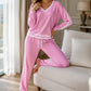 Ensemble pull col V et pantalon large pour femme