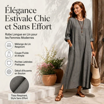 Robe maxi décontractée pour femme avec poches