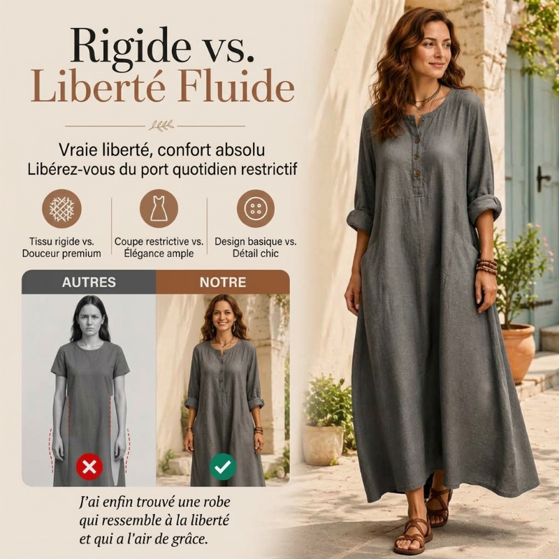Robe maxi décontractée pour femme avec poches