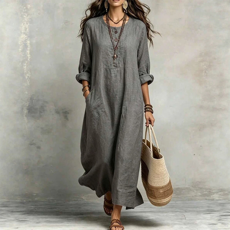Robe maxi décontractée pour femme avec poches