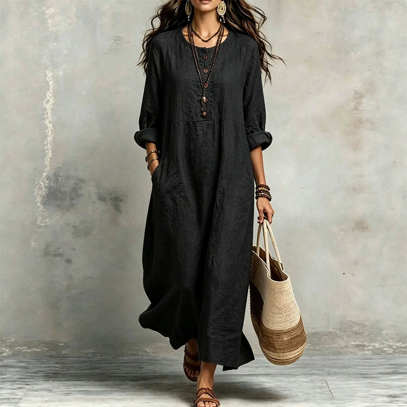 Robe maxi décontractée pour femme avec poches