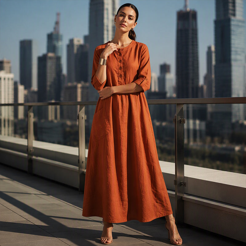 Robe maxi décontractée pour femme avec poches