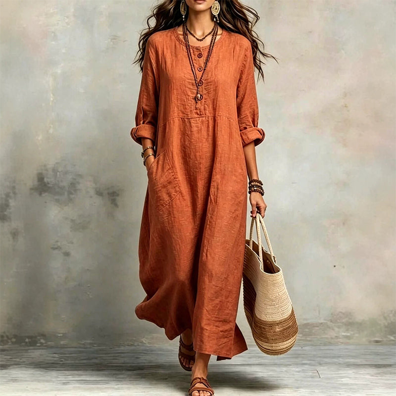 Robe maxi décontractée pour femme avec poches
