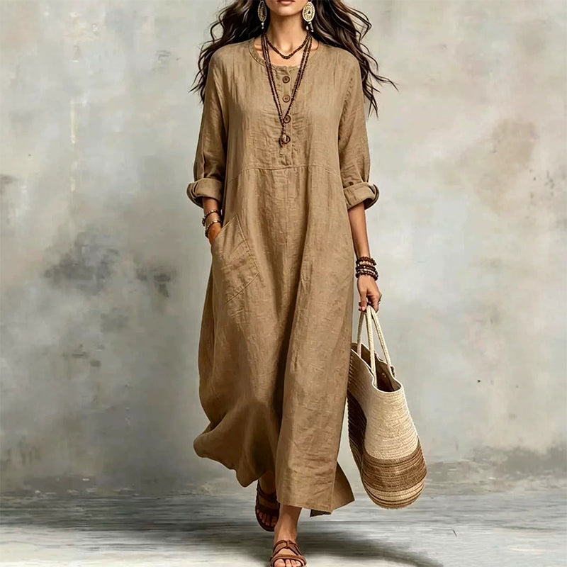 Robe maxi décontractée pour femme avec poches