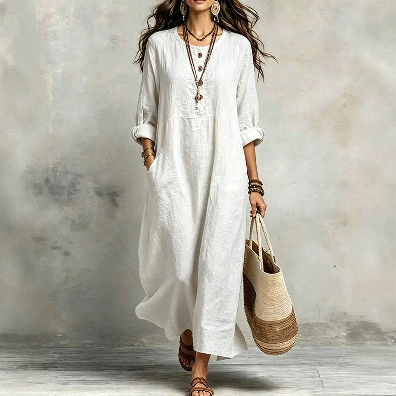 Robe maxi décontractée pour femme avec poches