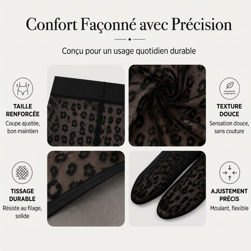 Collants jacquard à imprimé léopard sexy pour femmes