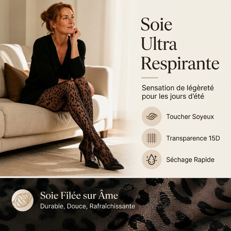 Collants jacquard à imprimé léopard sexy pour femmes