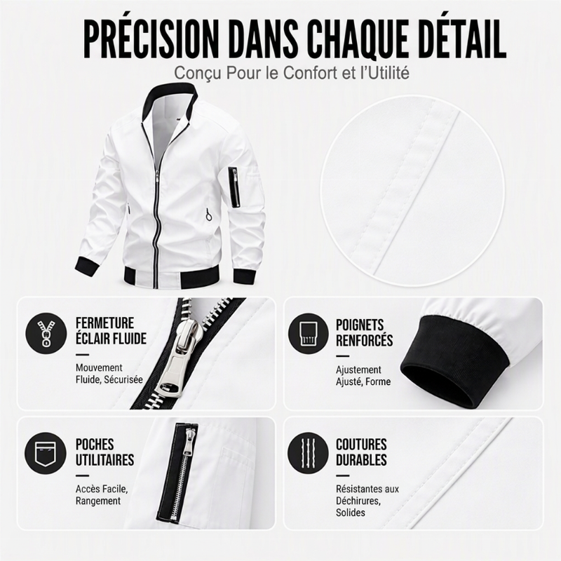 Blouson aviateur décontracté pour homme, pour activités extérieures