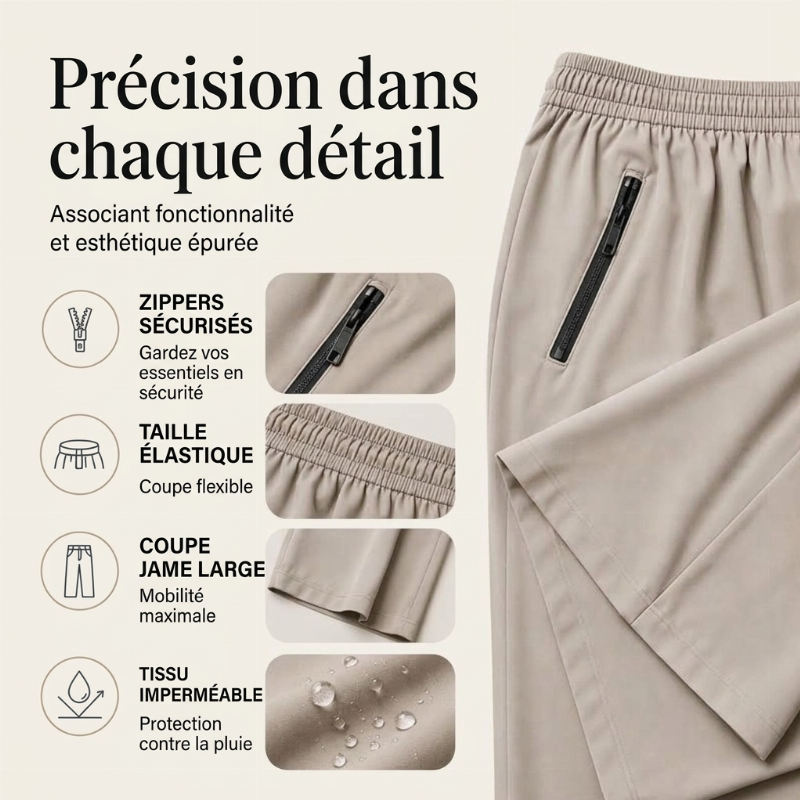 Pantalon de plein air imperméable pour femme avec poches zippées