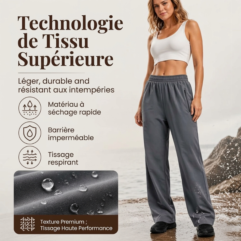 Pantalon de plein air imperméable pour femme avec poches zippées