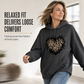 Women's Casual Fleece Hoodie with Leopard Heart Graphic and Kangaroo Pocket