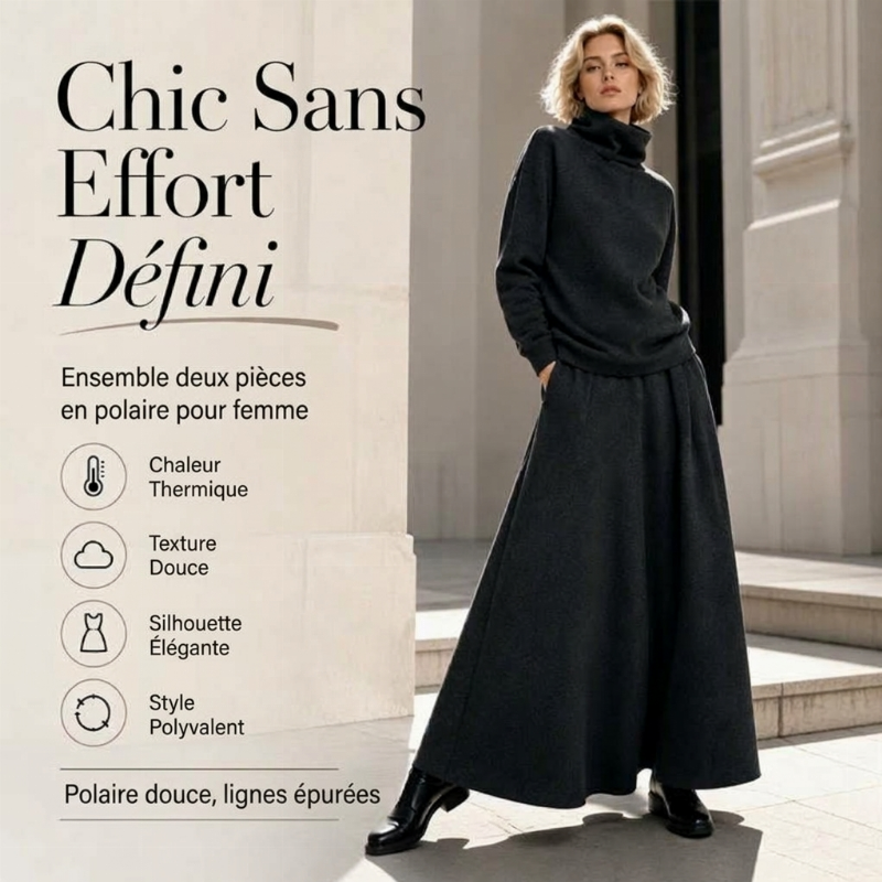 Ensemble haut à col roulé et jupe longue pour femme