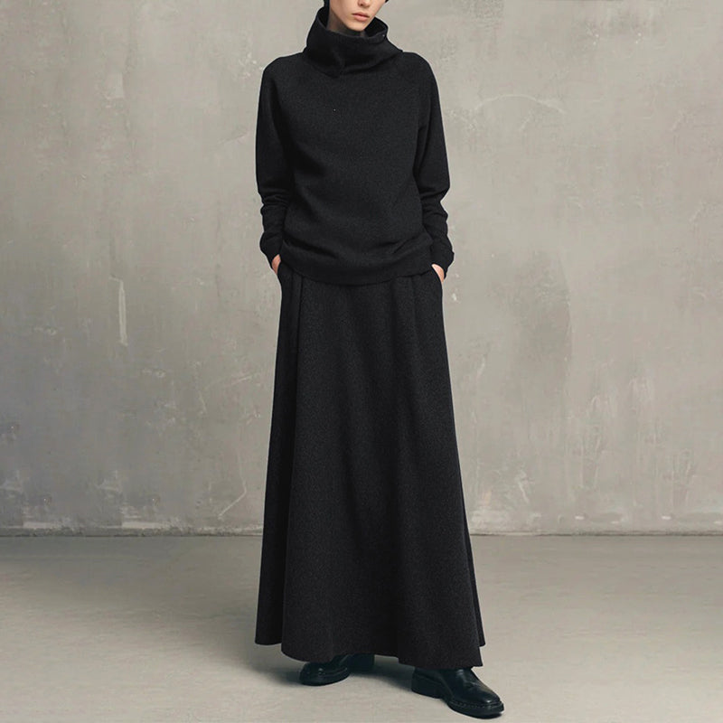 Ensemble haut à col roulé et jupe longue pour femme