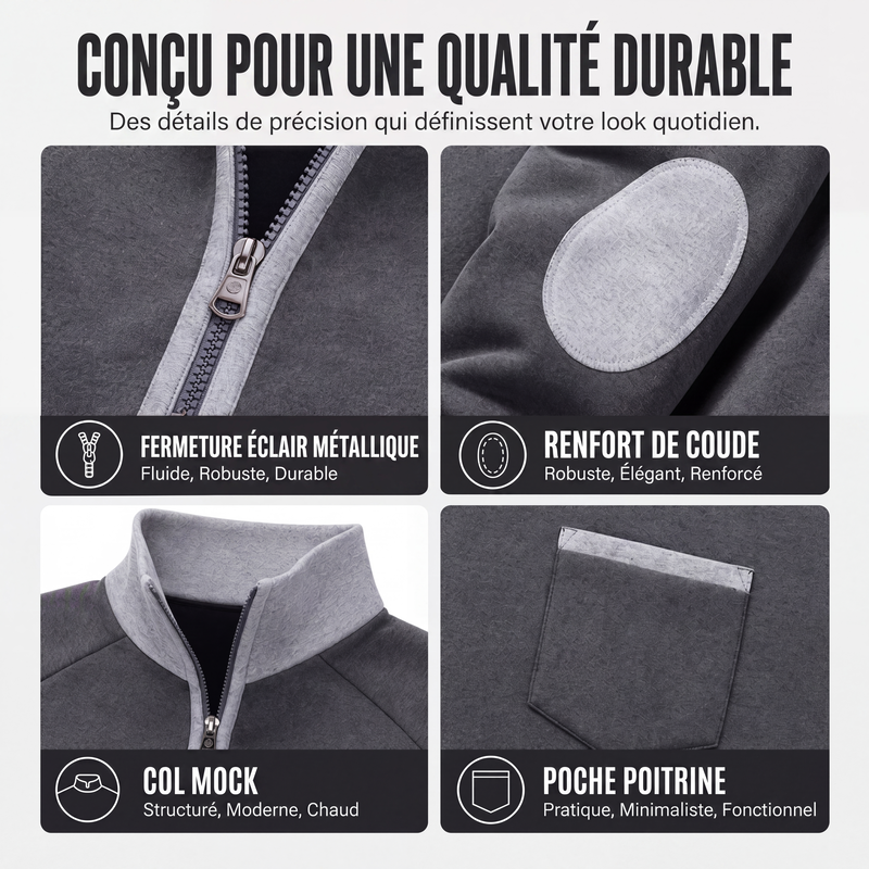 Sweat chaud décontracté à quart de zip pour homme