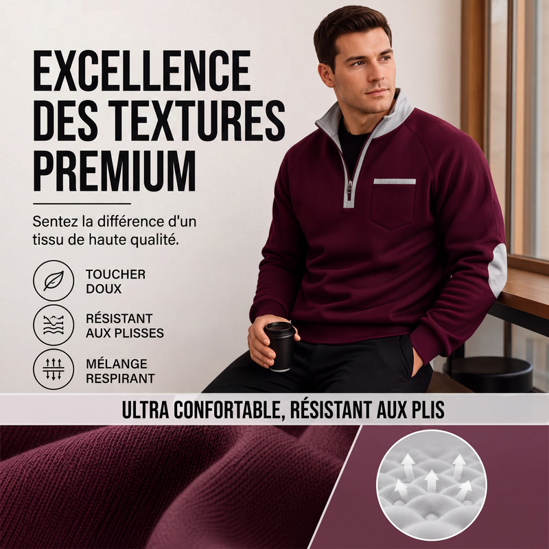 Sweat chaud décontracté à quart de zip pour homme