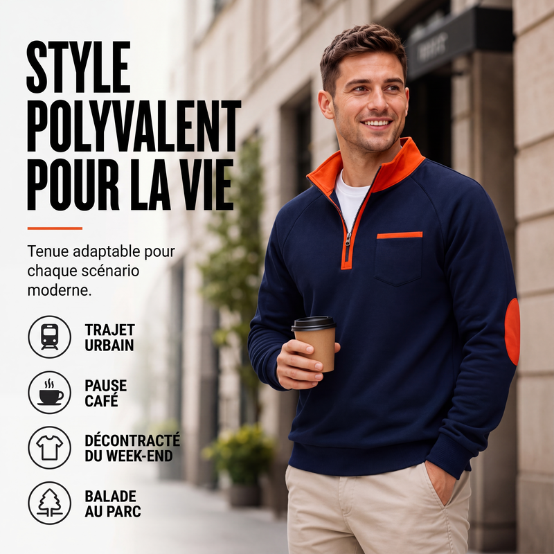 Sweat chaud décontracté à quart de zip pour homme