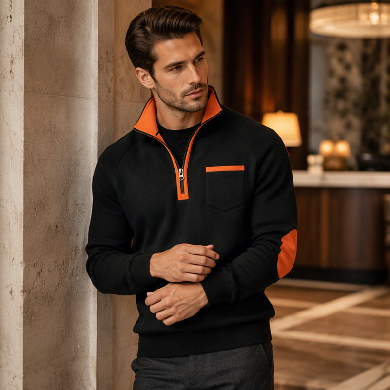 Sweat chaud décontracté à quart de zip pour homme