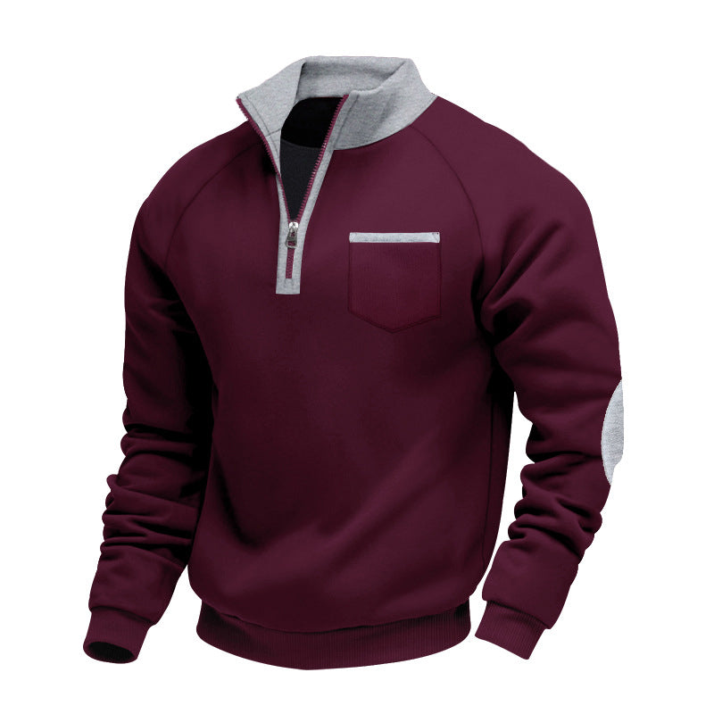 Sweat chaud décontracté à quart de zip pour homme
