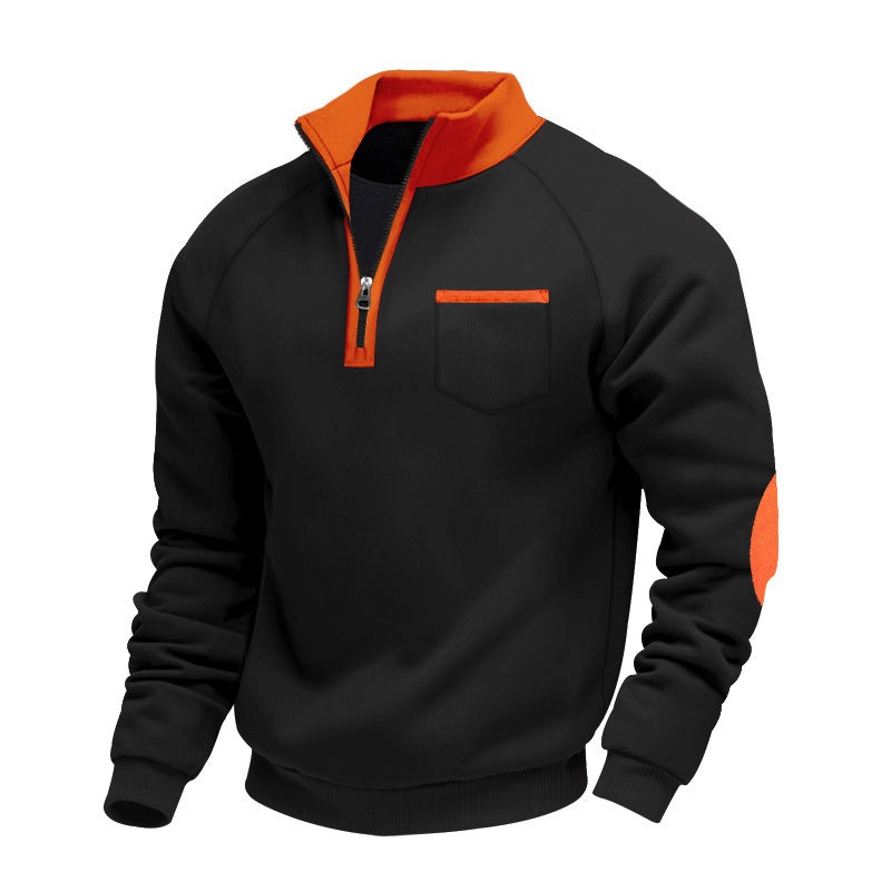 Sweat chaud décontracté à quart de zip pour homme