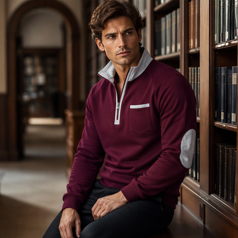 Sweat chaud décontracté à quart de zip pour homme