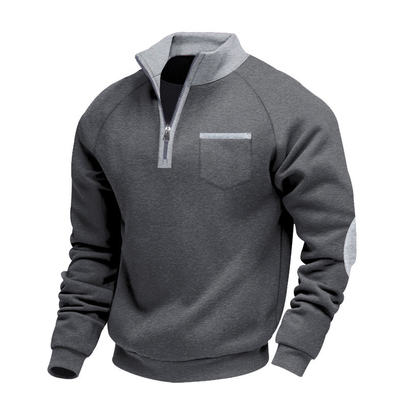 Sweat chaud décontracté à quart de zip pour homme