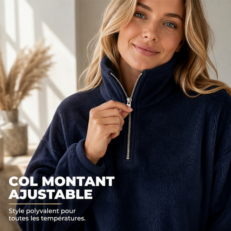 Sweat décontracté confortable pour femme avec quart de zip