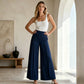 Pantalon large décontracté à taille haute pour femme