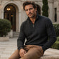 Sweat-shirt décontracté pour homme à demi-zip et motif jacquard