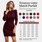 Robe moulante pour femme en maille côtelée à col rond