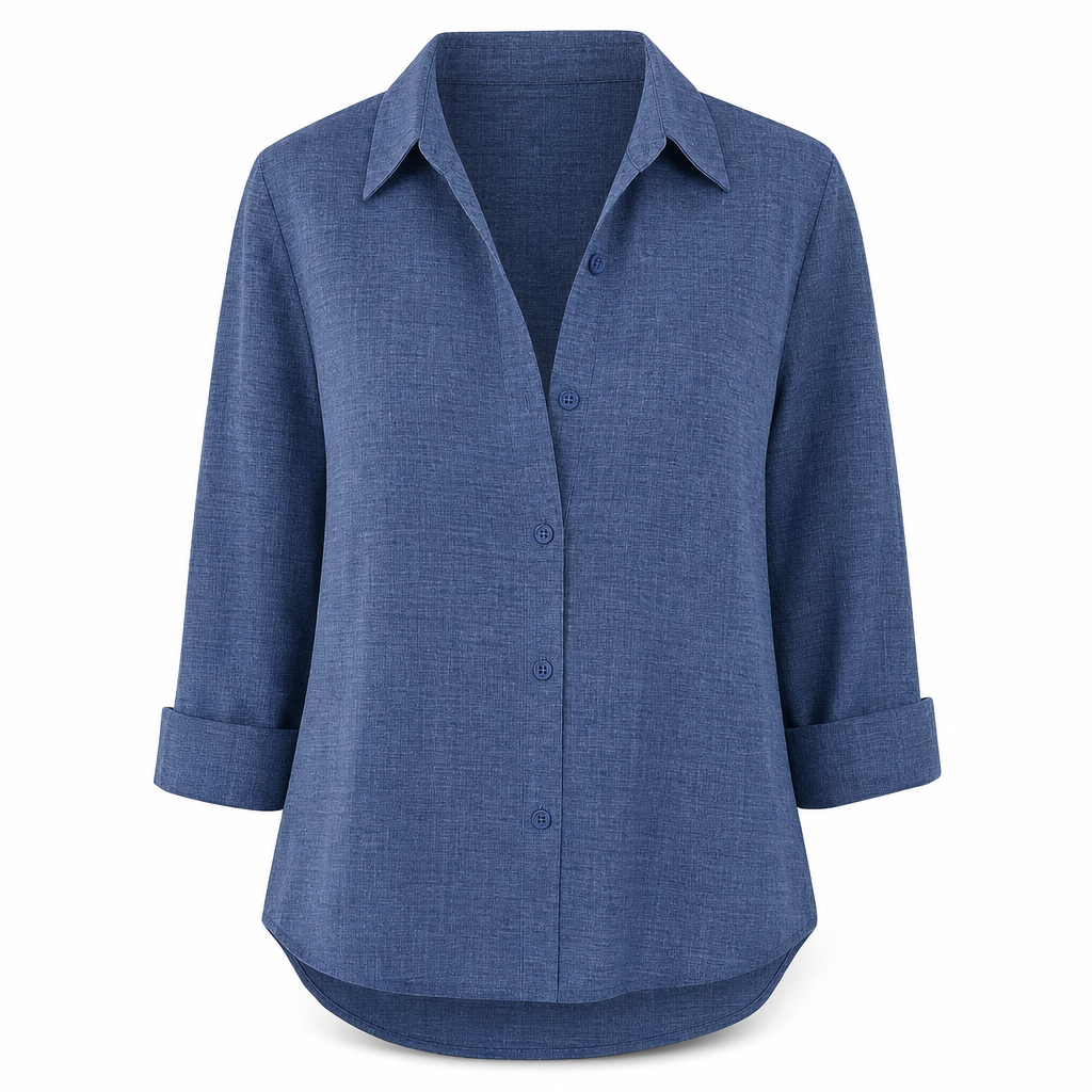 Blouse femme élégante et décontractée à manches longues et boutonnage