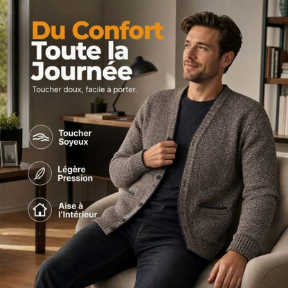 Cardigan en tricot décontracté à boutons pour homme