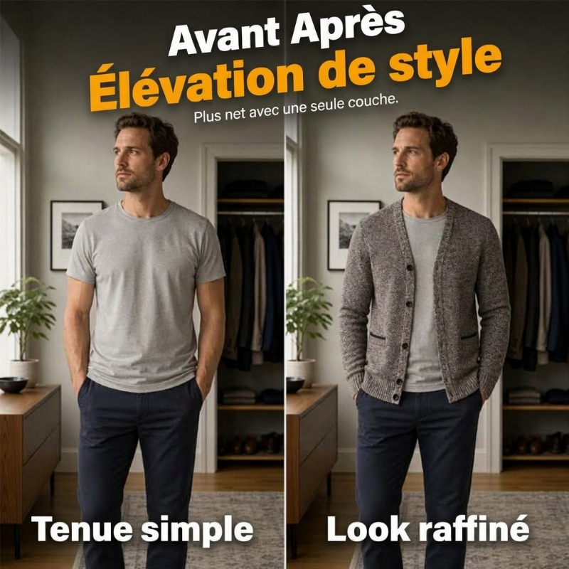 Cardigan en tricot décontracté à boutons pour homme