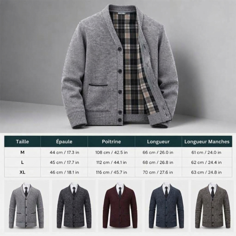 Cardigan en tricot décontracté à boutons pour homme
