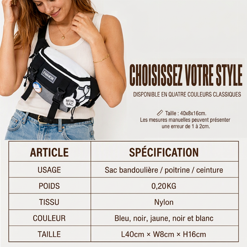Sac banane de sport tendance unisexe