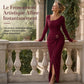Robe longue en maille texturée unisexe pour femme, col irrégulier, automne-hiver