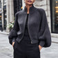 Pull en maille femme à manches bouffantes et fermeture éclair