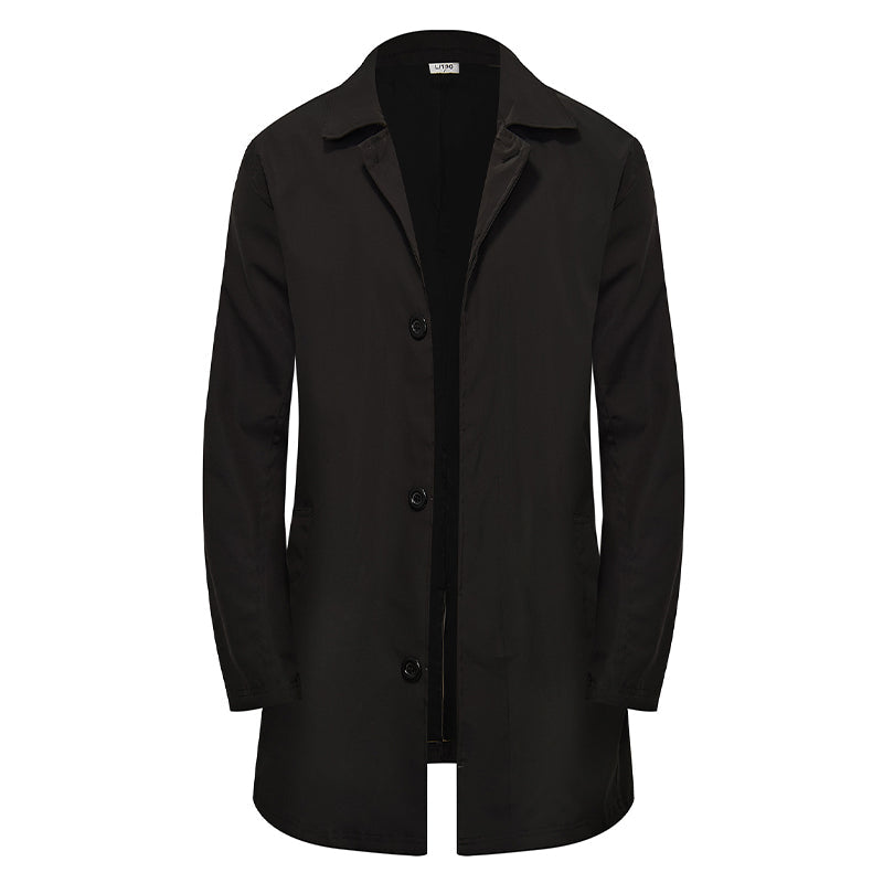 Manteau mi-long minimaliste pour homme à boutonnage simple