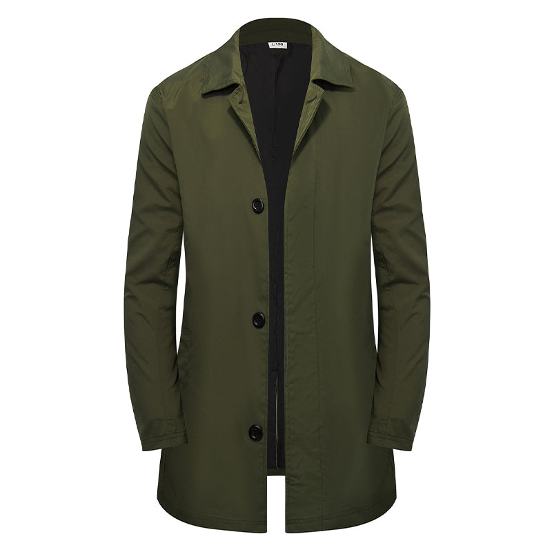 Manteau mi-long minimaliste pour homme à boutonnage simple