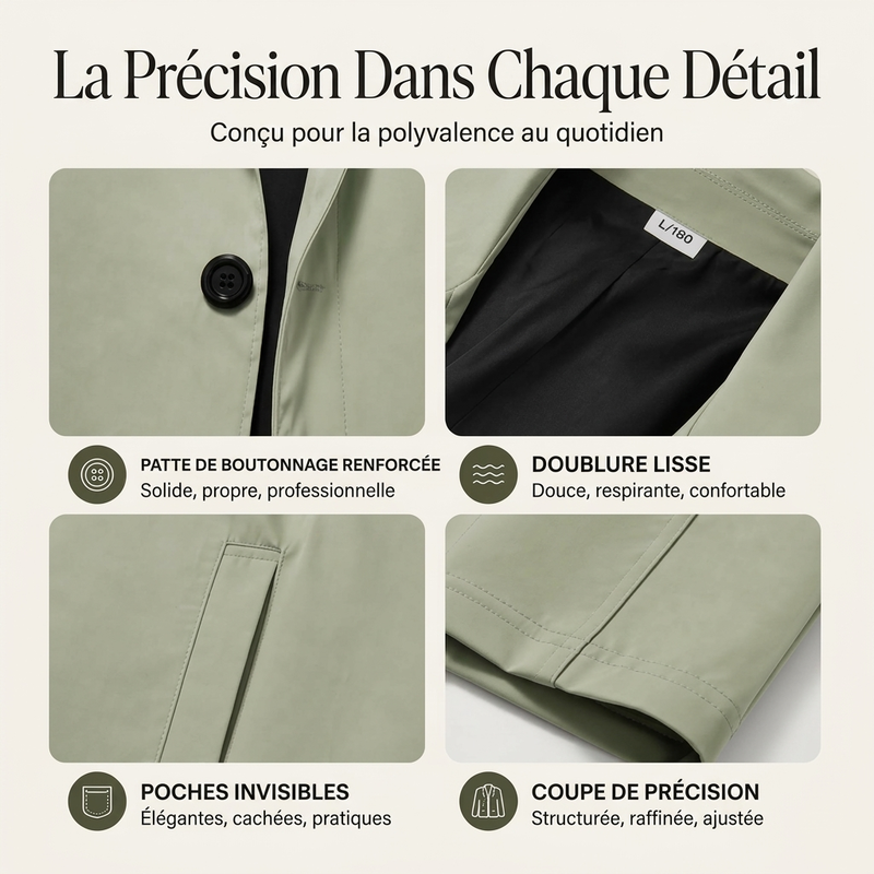 Manteau mi-long minimaliste pour homme à boutonnage simple