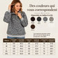 Sweat à col demi-zèbre pour femme à imprimé léopard