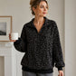 Sweat à col demi-zèbre pour femme à imprimé léopard