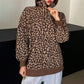 Sweat à col demi-zèbre pour femme à imprimé léopard