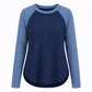 Haut en maille à manches longues raglan de style Western Ranch pour femme, en tissu gaufre texturé avec ourlet incurvé