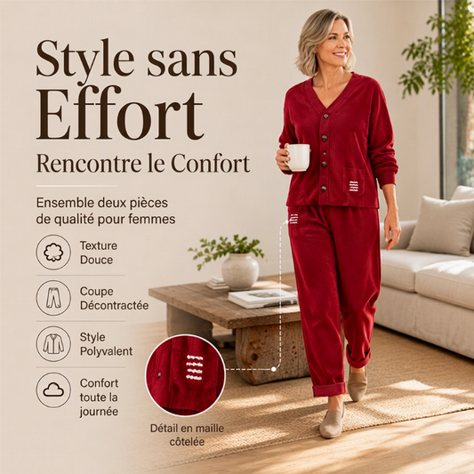 Ensemble décontracté 2 pièces en velours côtelé pour femmes