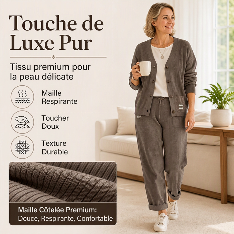 Ensemble décontracté 2 pièces en velours côtelé pour femmes