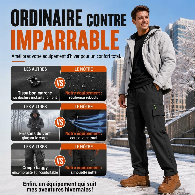 Pantalon thermique coupe-vent d'hiver pour hommes, adapté aux activités de plein air